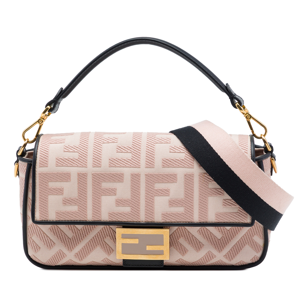 Pre-Loved Fendi Zucca Embroidered Canvas Baguette Satchel